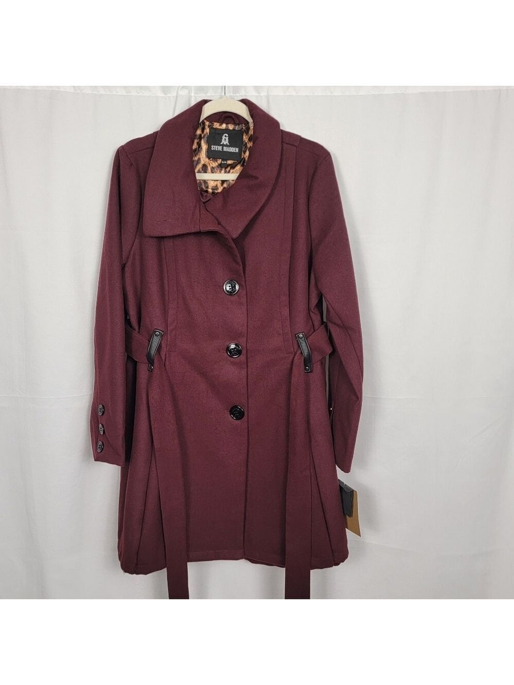 Steve Madden Coat High Low Burgundy Coat NEW #2671